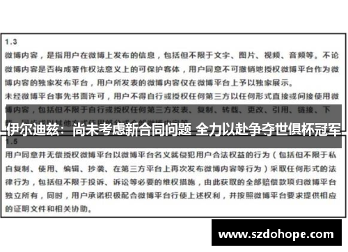 伊尔迪兹：尚未考虑新合同问题 全力以赴争夺世俱杯冠军